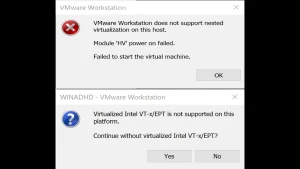 Virtualized Intel VT-xEPT is not supported on this platform